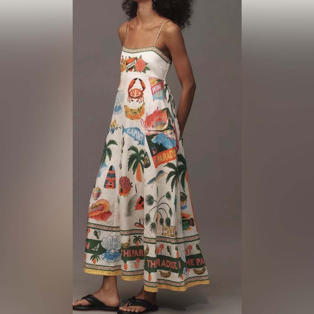 Alemais Paradiso Linen Midi Dress